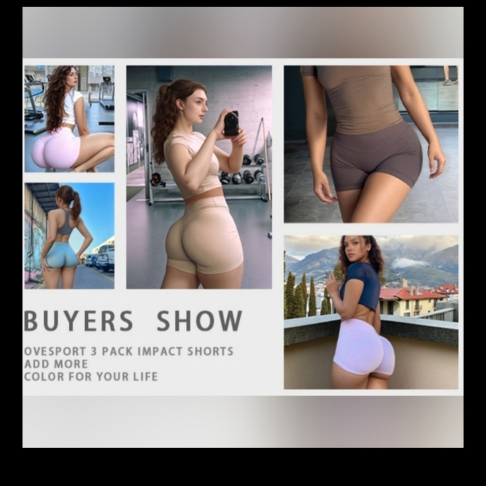 NWT 2 Ea. 3.6" Women Seamless  High Waisted Scrunch Butt Lifting Shorts. Teal Co - Picture 4 of 7